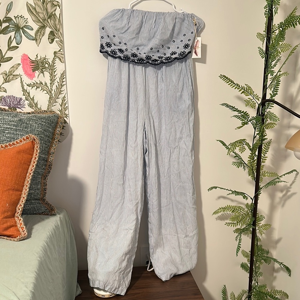 NWT Jessica Simpson Stripe Strapless Jumpsuit